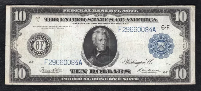 FR. 927b 1914 $10 TEN DOLLARS FRN FEDERAL RESERVE NOTE ATLANTA, GA VERY FINE