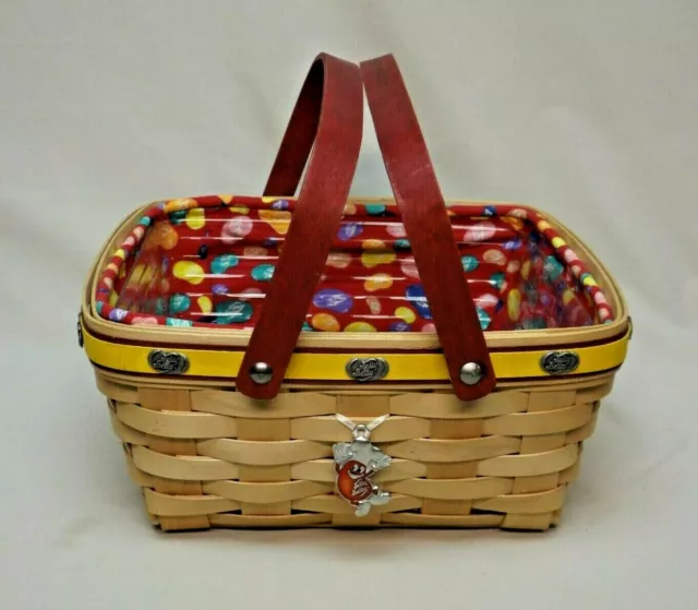 Longaberger 2008 Jelly Belly Fest Basket with Liner, Protector & Tie - On Signed