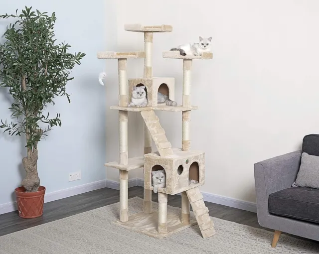 Cats Tree Tower, 72" Tall Extra Large Cat Tree Kitty Tower Condo Cat House.