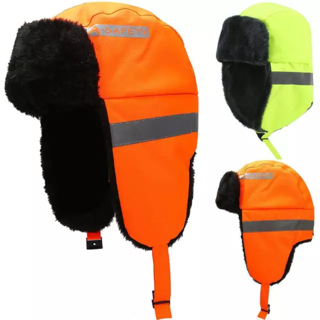 Cappello riflettente Hi Viz cappello a vite alta visibilità bandiera auricolare pile uomo sicurezza lavoro cappello