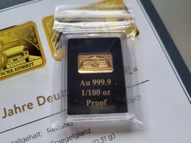 Goldbarren 30 Jahre deutsche Einheit mit Zertifikat