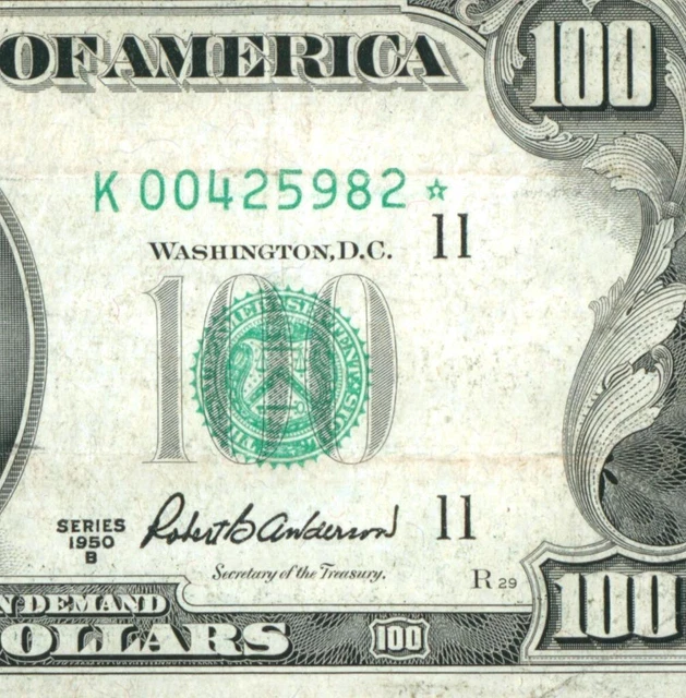 ** STAR ** $100 1950 B Federal Reserve Note ** DAILY CURRENCY AUCTIONS