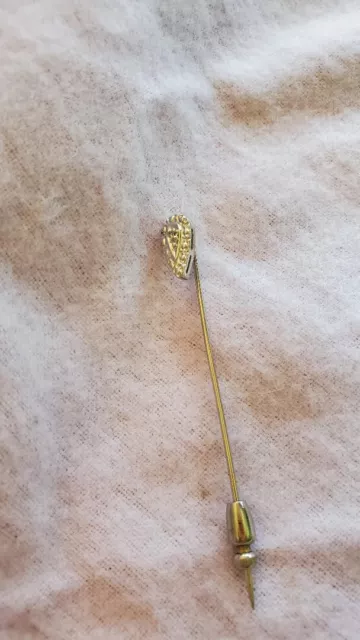 Vintage Antique 14k White Gold Diamond Accent Stick Pin