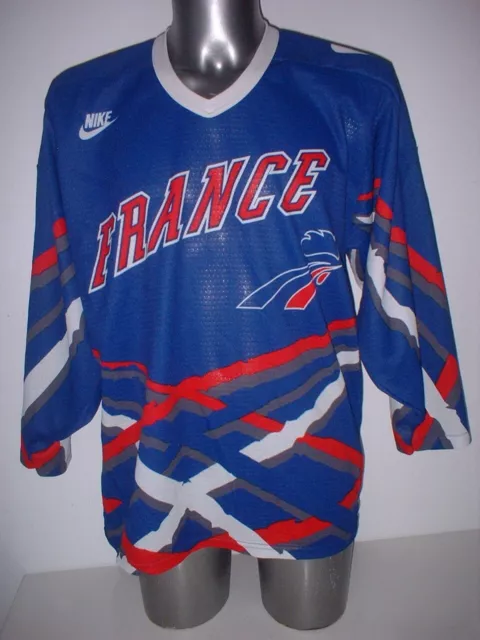 France Nike Medium Olympics Ice Hockey Shirt Jersey NHL Top Vintage Maillot