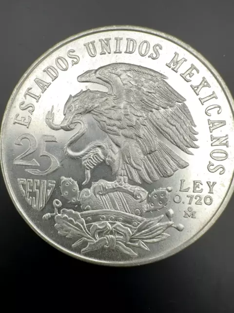 1968 Mexico 25 Pesos Xix Type  I Olympics Commemorative Silver Coin .720 Fine