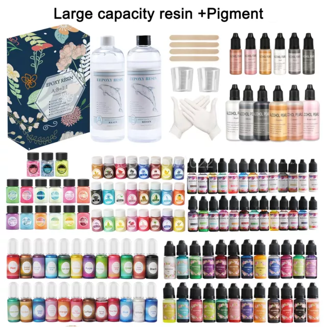 Super Clear 1:1 Resin+Colorant Pigment Dye Kit Set Casting Paste Art DIY AB Glue