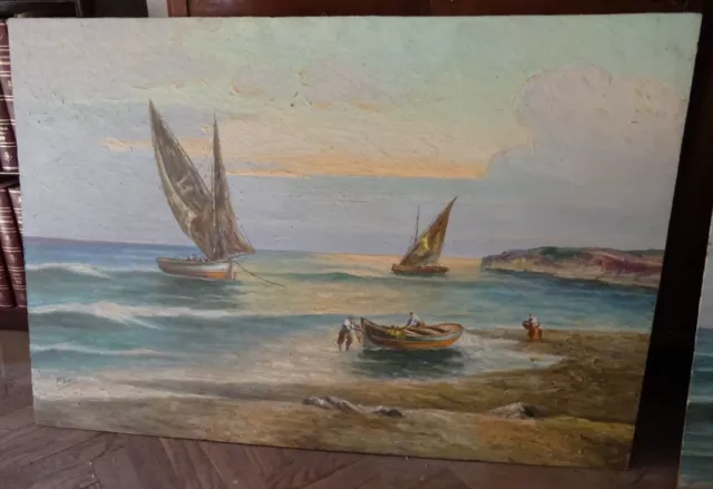 Quadro con paesaggio marino firmato dall'artista "Fedi", seconda metà XX secolo