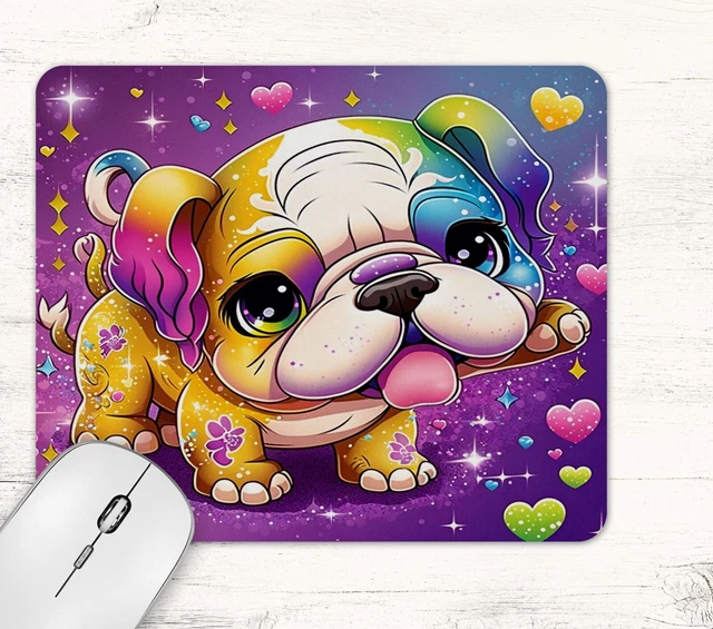 Neon Puppy Dog Design Neoprene Mouse Pad Mat Non Slip Rectangle