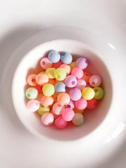 10/50 Acrylperlen Basteln/Schmuckherstellung Beads Pastell Fluoreszierend Ø 6mm