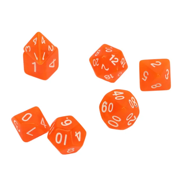 (Orange)Polyhedral Dice Set 21 Pieces Portable Clear Numbers Elegant Number