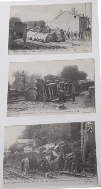 10 CP CATASTROPHE BERNAY (1910) ; numérotées de 1 à 10 – LL – Cliché Hébert