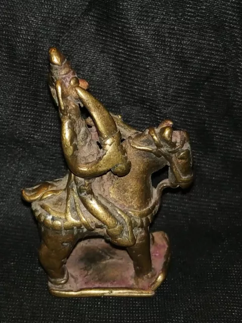 Antico Tradizionale Indiano Indù Bronzo Dio Shiva Su Cavallo Fix Rider