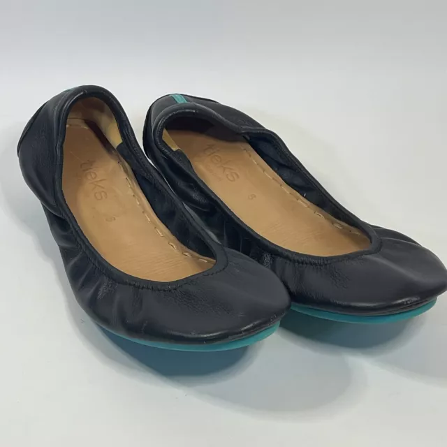 TIEKS BY GAVRIELI Black Leather Ballet Flats Shoes Slip Ons Women's ...