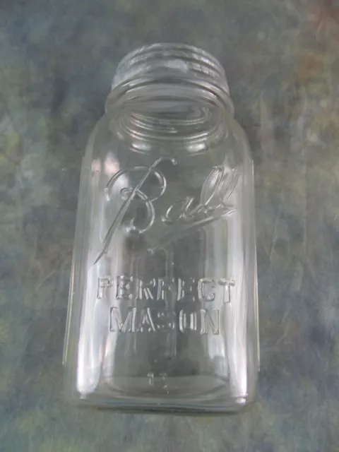 Vintage Ball Quart Clear Glass Ribbed Freezer Jar With Zinc Ball Lid