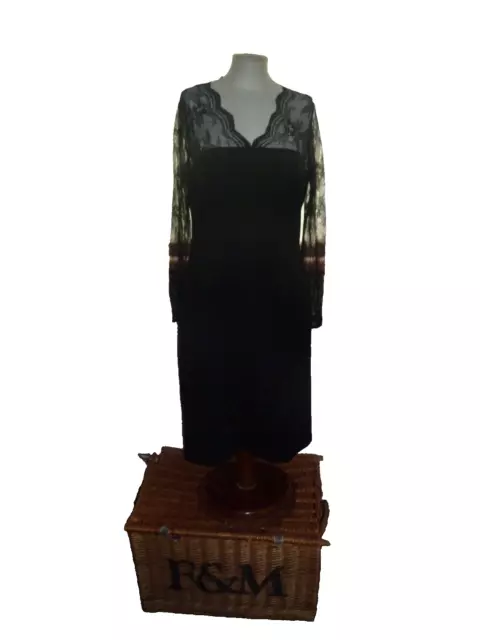 HOBBS LONDON DESIGNER Dress UK 18 Mulberry With Black Velvet