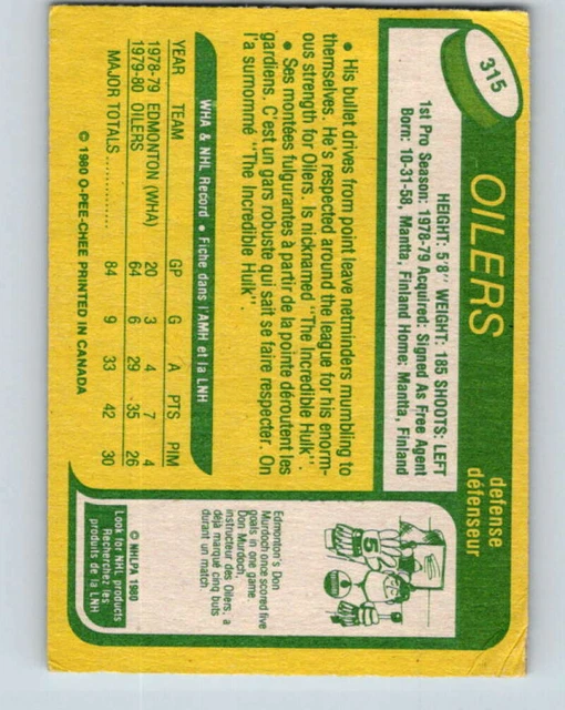 1980 81 O Pee Chee 315 Risto Siltanen Rc Recrue Edmonton Oilers V40295 Eur 1 10 Picclick Fr 1980 81 O Pee Chee 315 Risto Siltanen Rc Recrue Edmonton Oilers V40295 Eur 1 10 Picclick Fr