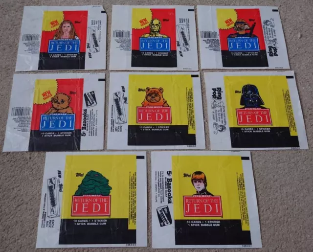 1983 Topps Star Wars ROTJ The Return of the Jedi full set of 8 Wax Wrappers