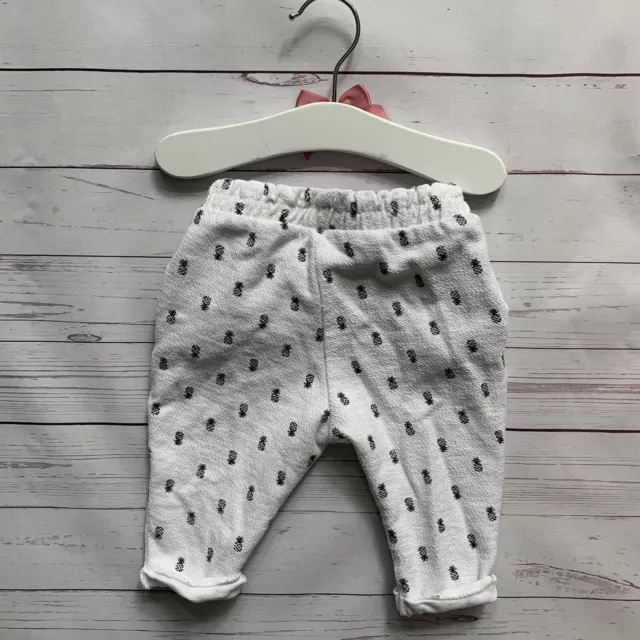 Bambine 3-6 mesi - pantaloni - fondo vita allungata motivo ananas bianco 3