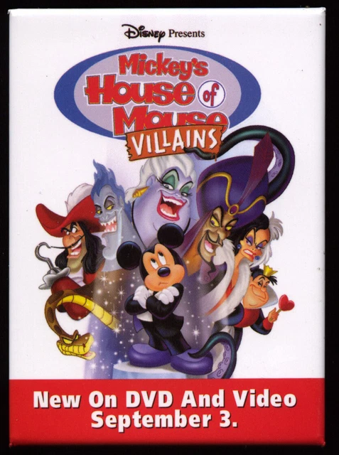 DISNEY MICKEY'S HOUSE of Mouse Villains Pin Back Button 3.5" Inches ...