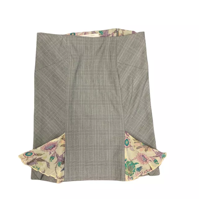 Diane Von Furstenberg Mini Gray Skirt Women's Size 6 Ruffle Silk Blend Contrast