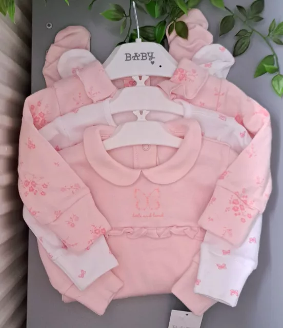 Baby Girl 0-3 Months BNWT Matalan Supersoft Sleepsuit Set