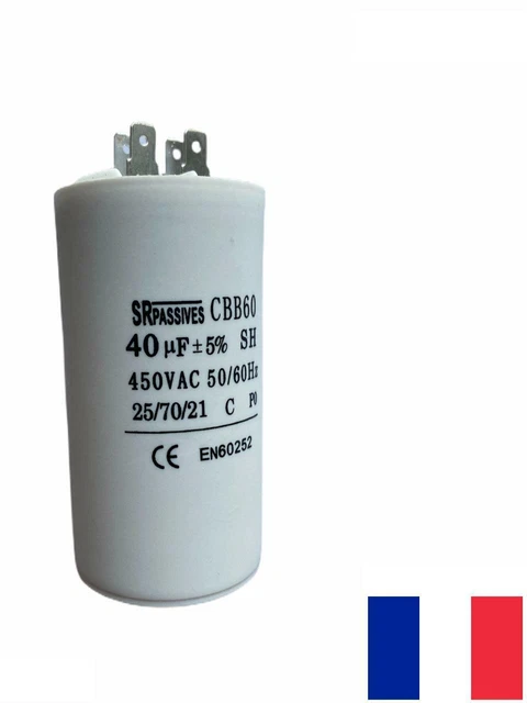 Condensateur Permanent 5,7µF 420V ESTA - Pour Démarrage Moteur, Sortie Cosses, Neuf Sous Emballage