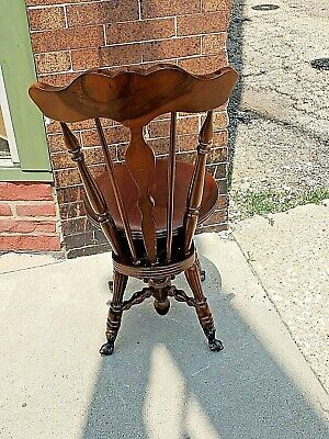 Victorian vintage ornate mahogany piano swivel stool chair adjustable seat 3