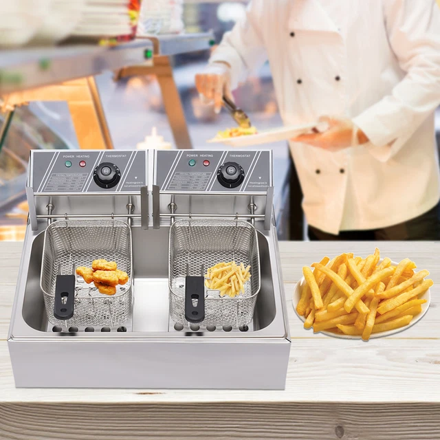 Commercial 12L Large Electric Deep Fryer Single Tank Fry Basket Restaurant 5000W