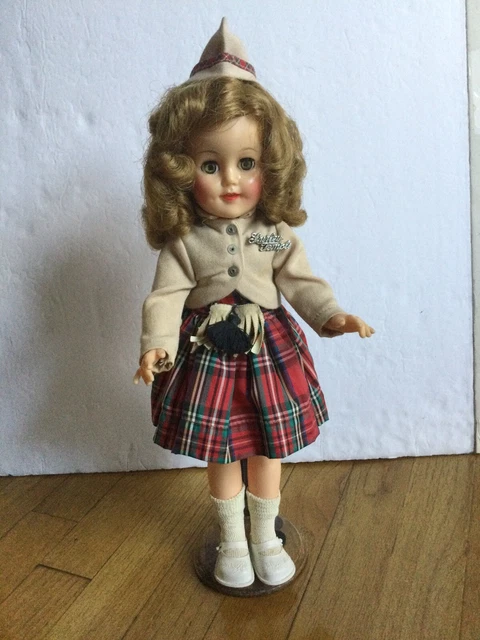 Vintage Ideal Shirley Temple 15” Doll Wee Willie Winkie Tagged Dress W/Pin 1950s