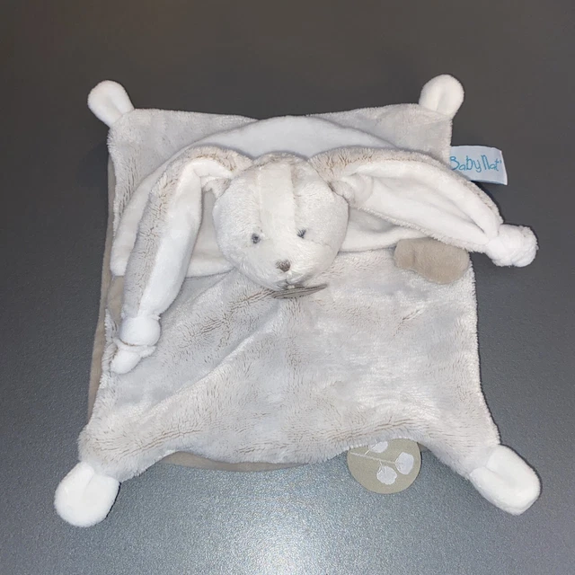 Doudou Plat Carre Baby Nat Lapin Les Toudoux Gris Beige Blanc Cape