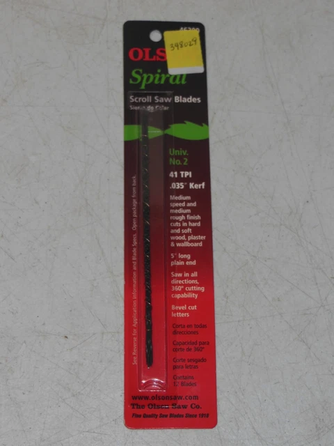 Olson 46300 5" Carbon Steel Spiral Scroll Saw Blade 41 TPI 12 pk