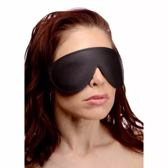 Strict Leather Padded Blindfold Black Master Slave Face Mask Sexy Sub Dom Rolepl