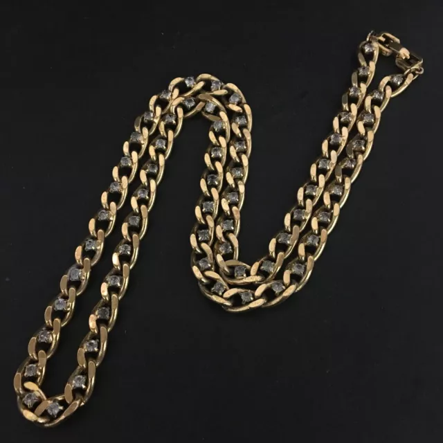 GIVENCHY Chain Rhinestone Gold Tone Pendant Necklace/9X0464