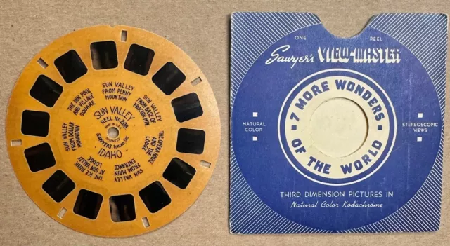 View Master Reel #208 "Sun Valley Idaho" Hand Lettered, Buff and Blue