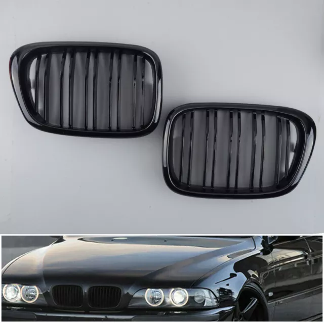 Gloss Black Front Bumper Kidney Grille Grill Fit For BMW 5 Series E39 Sedan M5
