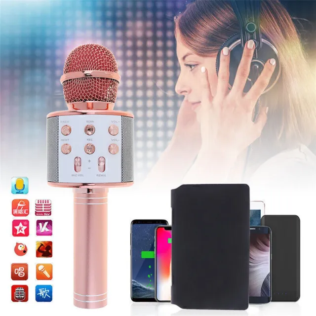 Portable Bluetooth Karaoke Microphone Wireless Speaker Home KTV Handheld Mic