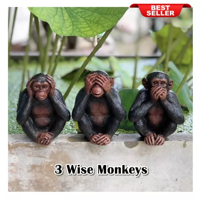 3 Wise Monkeys Figurines Set Hear See Speak No Evil Three Statue Sculpture Decor