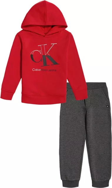 Calvin Klein Big Boys 2 Pieces Chili Pepper Heather Pant Set Size 8, 10, 12