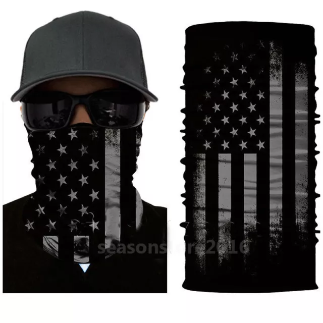 BLACKOUT AMERICAN FLAG Neck Gaiter Face Sun Scarf Balaclava Headwear UV Cycling