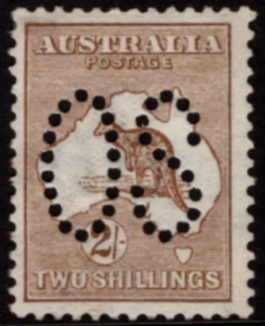 AUSTRALIA Roos - 1913 1st Wmk 2/- BROWN SG O11 MLH Cv $1750 [D5931]