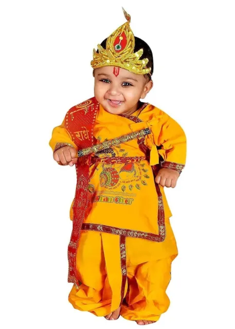 Set di 5 costumi Krishna, confezione combinata di abiti etnici per Janmashtami