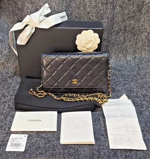 CHANEL Caviar Wallet On Chain WOC Black Shoulder Bag Crossbody j72 –  hannari-shop