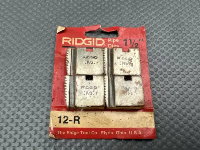 Vintage Ridgid 12-R Pipe Dies 1-1/2" - New Old Stock - Some Rust