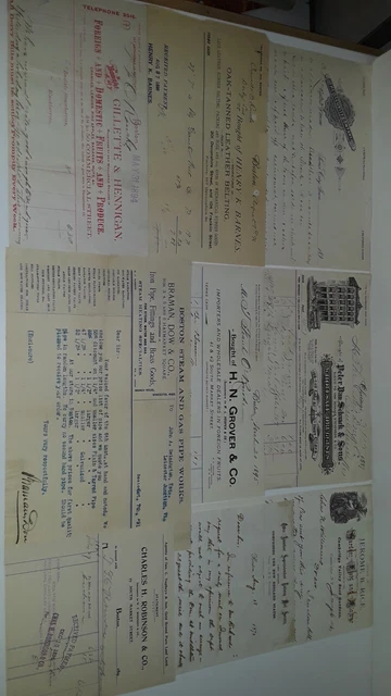 Antique Letterhead Billhead Receipts  1800's  LOT 0601