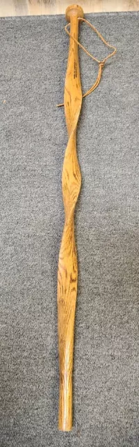 Twisted oak walking stick cane 36" Made By Amish Oak Furniture Ohio Rare Design