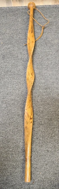 Twisted oak walking stick cane 36" Made By Amish Oak Furniture Ohio Rare Design