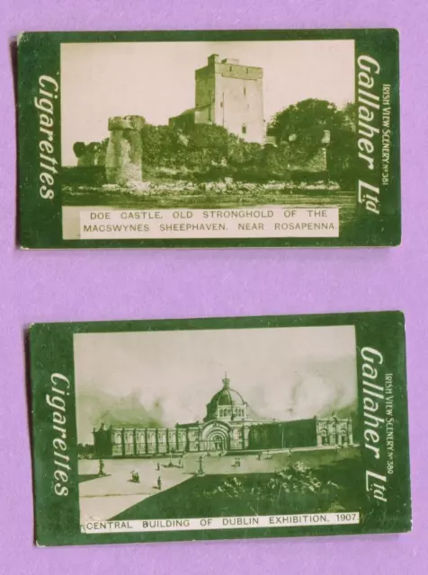 1910 Gallaher Ltd. Cigarettes Irish View Scenery 2 Different Tobacco Card
