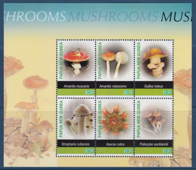 PAPUA NEW GUINEA 2005 MUSHROOMS SG 1082a SHEETLET OF 6 WITHIN MNH