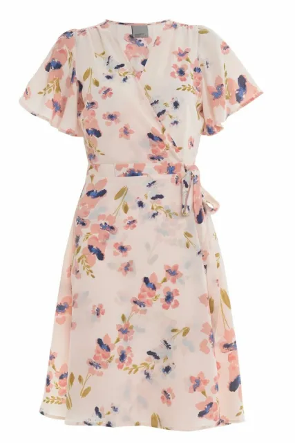 Vero Moda Lina Wrap Dress Pastel Pink S NWT New $55
