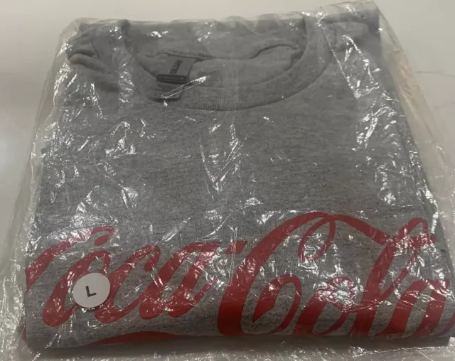 Men's Coca Cola Enjoy Logo-Grey Red Bar -T-shirt-Mens L NEW FREE SHIPPING
